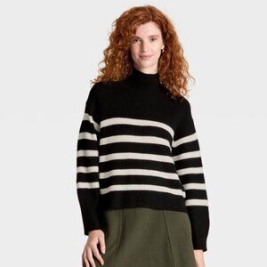 XS Women's Long Sleeve Mock Turtleneck Funnel Pullover Sweater A New Day - NEW!